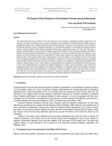 The Impact of Peer Relations in the Academic Process among... Mediterranean Journal of Social Sciences Irma Leka (Peza), PhD Candidate