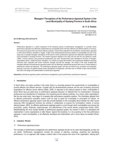 Managers’ Perceptions of the Performance Appraisal System in the