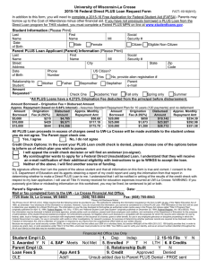 University of Wisconsin-La Crosse 2015-16 Federal Direct PLUS Loan Request Form