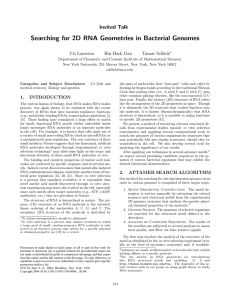 Searching for 2D RNA Geometries in Bacterial Genomes Invited Talk Uri Laserson