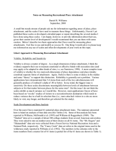 Notes on Measuring Recreational Place Attachment Daniel R. Williams September, 2000