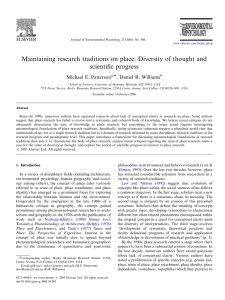 Maintaining research traditions on place: Diversity of thought and scientiﬁc progress