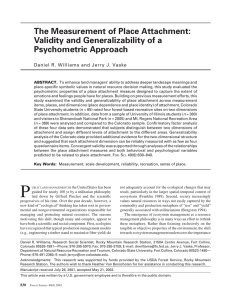 The Measurement of Place Attachment: Validity and Generalizability of a Psychometric Approach