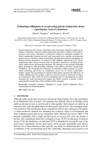Estimating willingness to accept using paired comparison choice David C. Kingsley