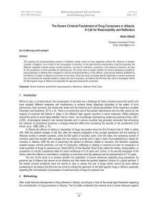 The Severe Criminal Punishment of Drug Consumers in Albania. Aleks Nikolli