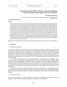 Socio-Economic Scale (SES) as a Measure of Economic Well-Being: