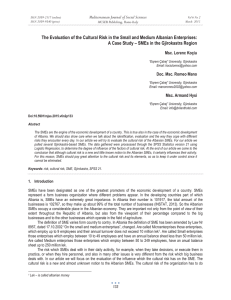 The Evaluation of the Cultural Risk in the Small and... A Case Study – SMEs in the Gjirokastra Region