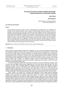 The Impact of Country of Origin on Relationship Quality: Haim Hilman