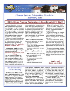 Human Systems Integration Newsletter February 2010