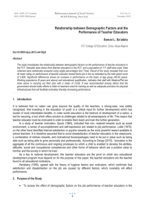 Relationship between Demographic Factors and the Performance of Teacher Educators