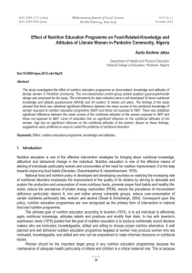 Effect of Nutrition Education Programme on Food-Related-Knowledge and