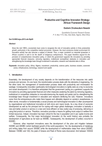 Productive and Cognitive Innovaton Strategy: African Framework Design Godwin Chukwudum Nwaobi