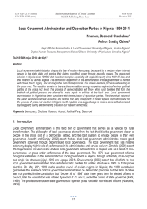 Local Governmnt Administration and Opposition Parties in Nigeria: 1999-2011