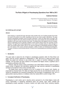 The Role of Nigeria in Peacekeeping Operations from 1960 to... Suleiman Hamman Kayode Omojuwa Mediterranean Journal of Social Sciences