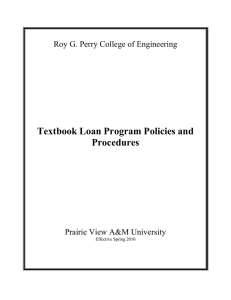 Textbook Loan Program Policies and Procedures  Roy G. Perry College of Engineering