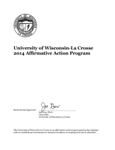 University of Wisconsin-La Crosse 2014 Affirmative Action Program