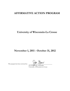 AFFIRMATIVE ACTION PROGRAM University of Wisconsin-La Crosse