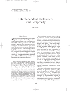 M Interdependent Preferences and Reciprocity J