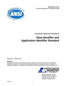 Data Identifier and Application Identifier Standard American National Standard