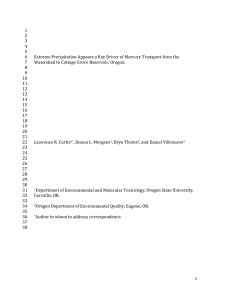 Extreme Precipitation Appears a Key Driver of Mercury Transport from... Watershed to Cottage Grove Reservoir, Oregon.