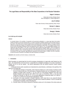 The Legal Status and Responsibility of the State Corporations in... Mediterranean Journal of Social Sciences Saglar S. Ashtaeva MCSER Publishing, Rome-Italy