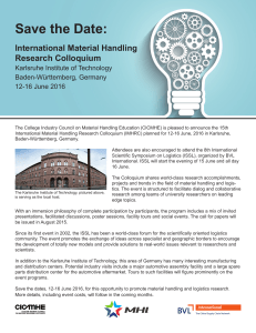 Save the Date: International Material Handling Research Colloquium Karlsruhe Institute of Technology