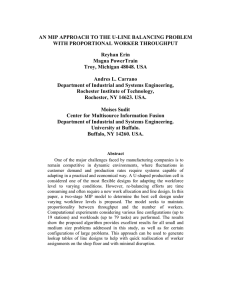 AN MIP APPROACH TO THE U-LINE BALANCING PROBLEM Reyhan Erin Magna PowerTrain