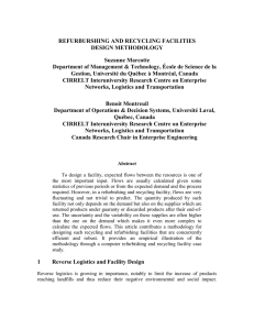 REFURBURSHING AND RECYCLING FACILITIES DESIGN METHODOLOGY Suzanne Marcotte