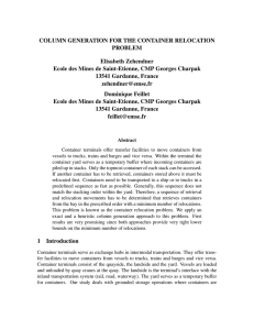 COLUMN GENERATION FOR THE CONTAINER RELOCATION PROBLEM Elisabeth Zehendner