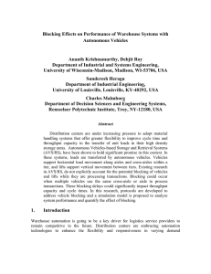 Blocking Effects on Performance of Warehouse Systems with Autonomous Vehicles