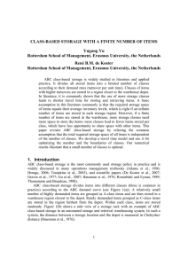 CLASS-BASED STORAGE WITH A FINITE NUMBER OF ITEMS Yugang Yu