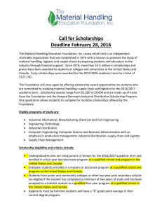 Call for Scholarships Deadline February 28, 2016