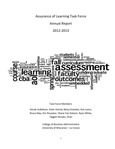 Assurance of Learning Task Force Annual Report 2012-2013