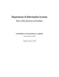 Department of Information Systems  Bylaws, Policy Statements and Guidelines