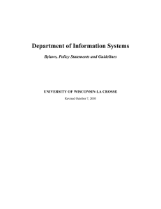 Department of Information Systems  Bylaws, Policy Statements and Guidelines