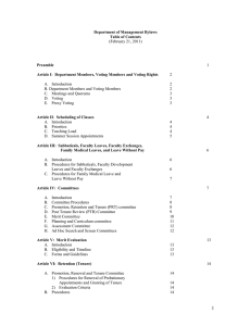 Department of Management Bylaws Table of Contents Preamble