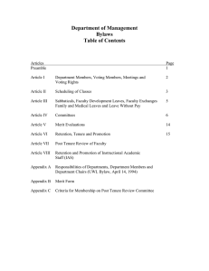 Department of Management Bylaws Table of Contents