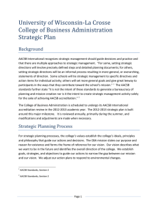 University of Wisconsin-La Crosse College of Business Administration Strategic Plan