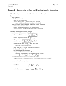 Chapter 3 – Conservation of Mass and Chemical Species Accounting