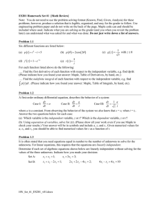Note:  You do not need to use the problem... problems; however, produce a solution that is legible, organized, and... ES201 Homework Set #1  [Math Review]
