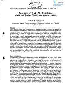 Transport of Toxie Dinoflagellates via Ships' Ballast Water: An interim review