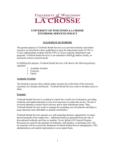 UNIVERSITY OF WISCONSIN-LA CROSSE TEXTBOOK SERVICES POLICY