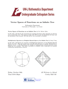 Vector Spaces of Functions on an Infinite Tree Mathematics Department