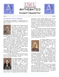 MATHEMATICS Student Newsletter  _________________________________________________________________________________________