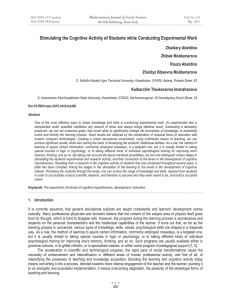 Stimulating the Cognitive Activity of Students while Conducting Experimental Work