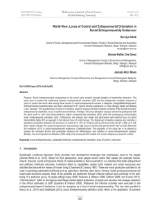 World-View, Locus of Control and Entrepreneurial Orientation in Social Entrepreneurship Endeavour