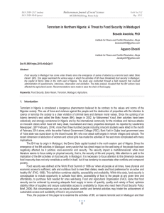 Terrorism in Northern Nigeria: A Threat to Food Security in... Mediterranean Journal of Social Sciences Bosede Awodola, PhD MCSER Publishing, Rome-Italy