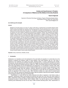 Anxiety and Assertiveness in Females: Mediterranean Journal of Social Sciences