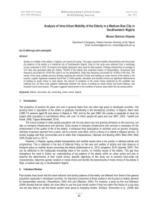 Analysis of Intra-Urban Mobility of the Elderly in a Medium-Size... Southwestern Nigeria Mediterranean Journal of Social Sciences Moses Olaniran Olawole