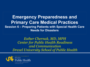 Emergency Preparedness and Primary Care Medical Practices